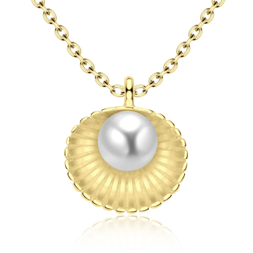 Shell With Pearl Gold Plated Silver Necklace SPE-2911-GP